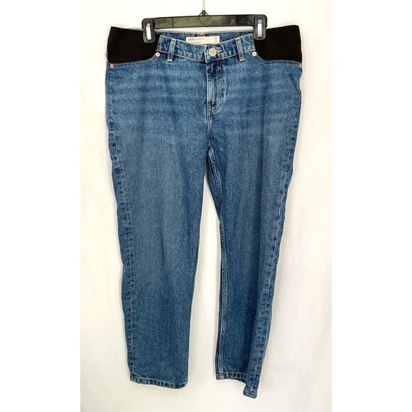 ASOS jeans maternity cropped size US 10 UK 14 EU 42 mid rise jeans waist band - Picture 2 of 5